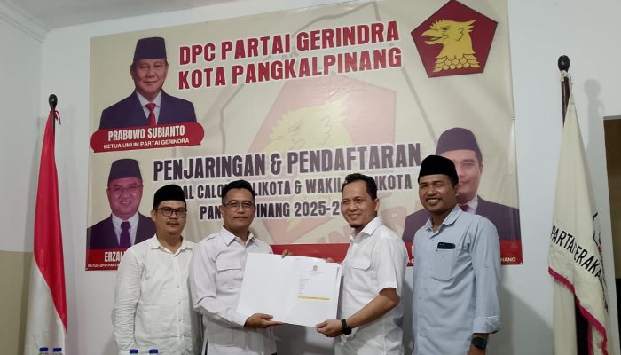Maju Pilwako, dr. Hakim Resmi Daftarkan Diri ke DPC Gerindra Pangkalpinang