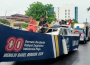 DKP Babel Tampilkan Replika Kapal Elang Laut di Karnaval HUT ke-80 RI untuk Kampanye Ekonomi Biru