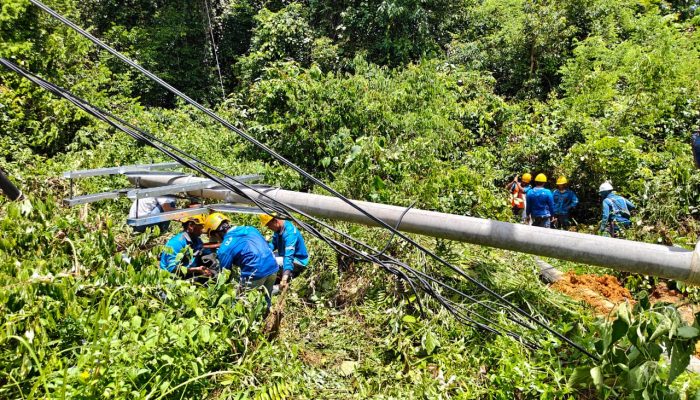 Cuaca Ekstrem Picu Tiang Listrik Roboh di Toboali, PLN Lakukan Pemulihan Cepat