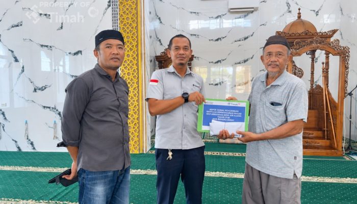 PT Timah Dukung Pembangunan Masjid Baiturrahman Air Kuang, Salurkan Bantuan Tiga Unit AC untuk Kenyamanan Jamaah