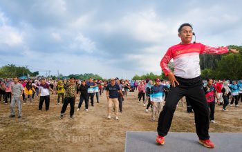 Senam Kemerdekaan PT TIMAH Meriahkan HUT ke-81 RI di Bangka Barat, Ratusan Peserta Antusias Ikut Serta