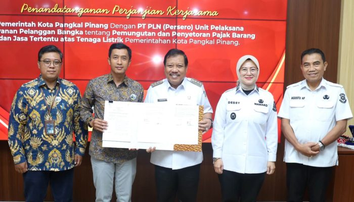Pemkot Pangkalpinang dan PLN UP3 Bangka Perkuat Sinergi Melalui Penandatanganan Perjanjian Kerja Sama Pemungutan PBJT Tenaga Listrik