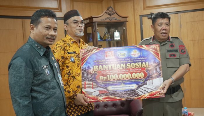 Gubernur Babel Terima Bantuan Rp100 Juta dari INTI Babel untuk Korban Kebakaran Bangka Selatan